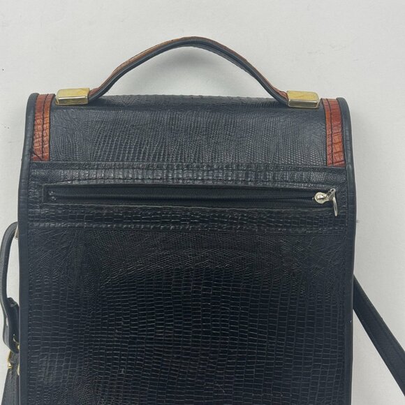 D.Brew Genuine Alligator Exotic Leather #B084A000408 Black Brown Shoulder Bag - Picture 4 of 16